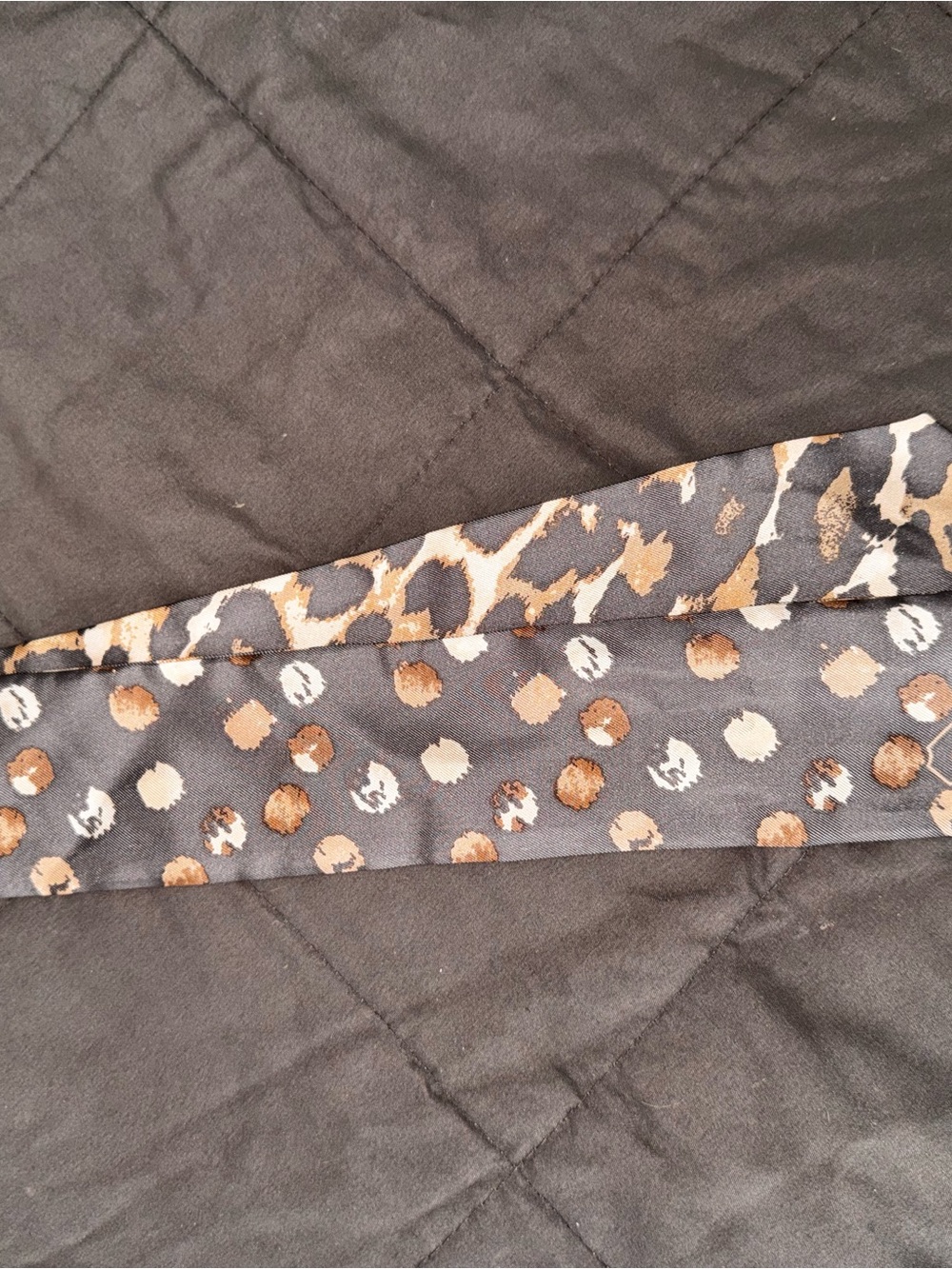 Coach Leopard & Polka Dot Silk Scarf in Black, Brown, Cream